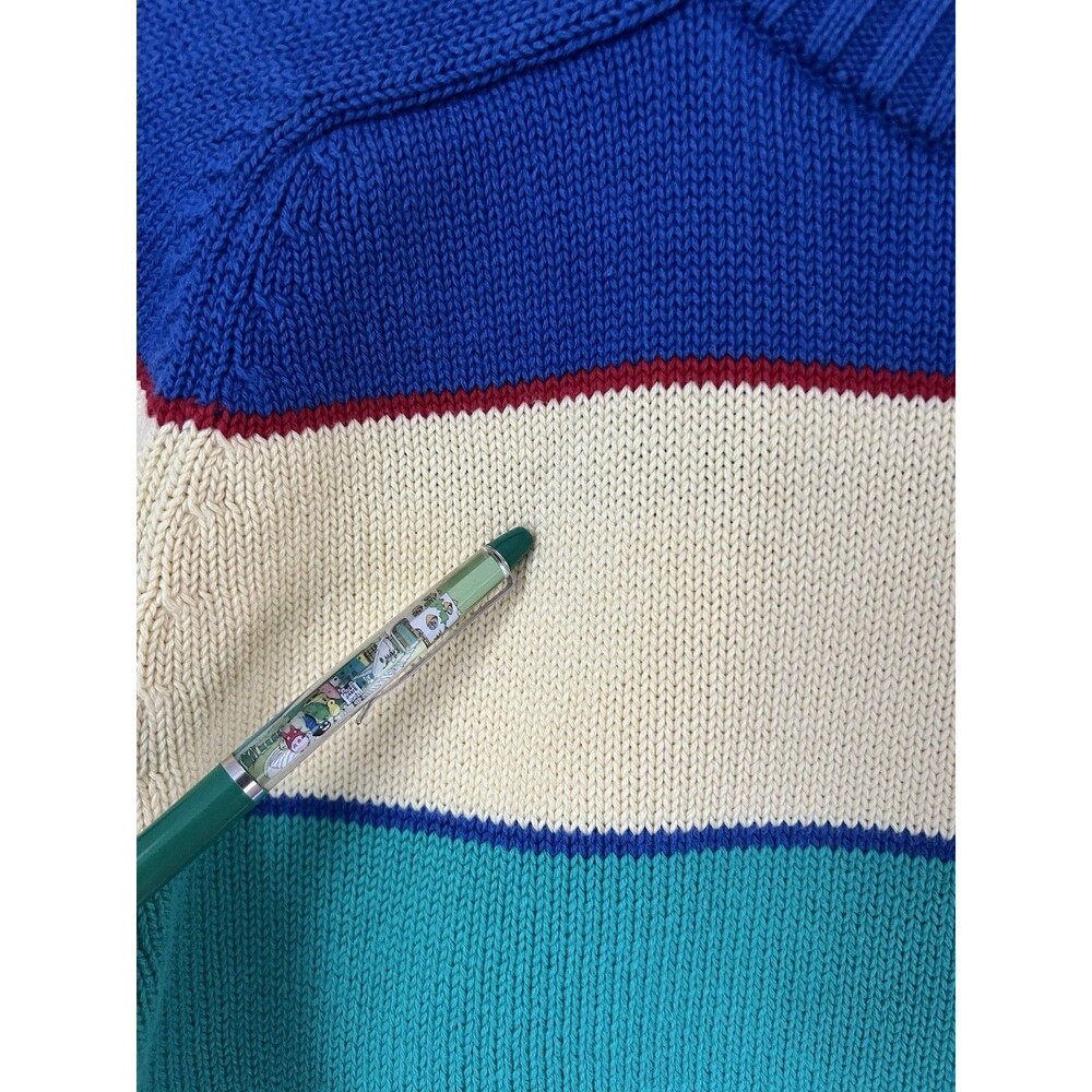 Vintage 90s Lands End Womens S/M Stripe Color Block Knit Crewneck Sweater Preppy - Picture 6 of 9